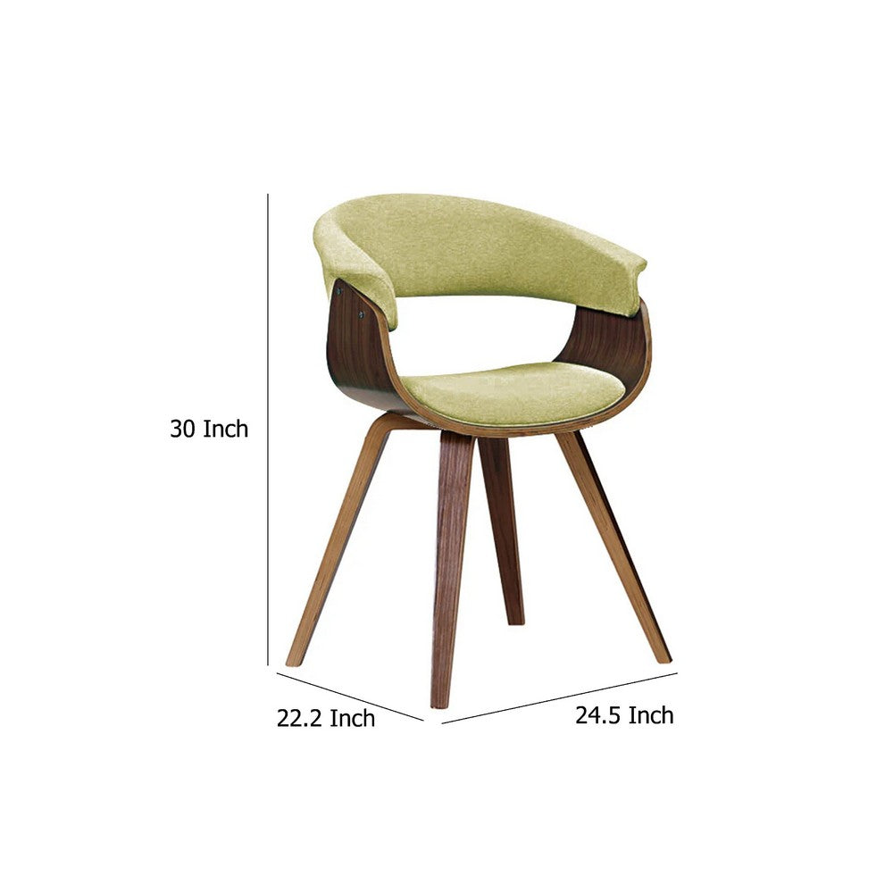 Accent Dining Chair, Natural Brown Wood and Ivory Fabric, Curved Back -BM334663