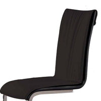 Dining Chair Set of 2, Black Faux Leather, Silver Cantilever Base -BM334664