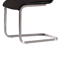Dining Chair Set of 2, Black Faux Leather, Silver Cantilever Base -BM334664