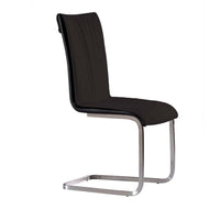 Dining Chair Set of 2, Black Faux Leather, Silver Cantilever Base -BM334664