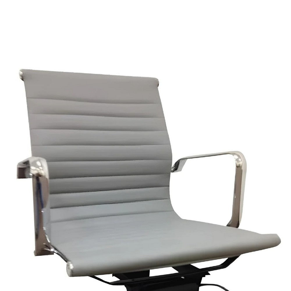 Rolling Office Chair, Gray Faux Leather, Swivel Reclining Design -BM334665