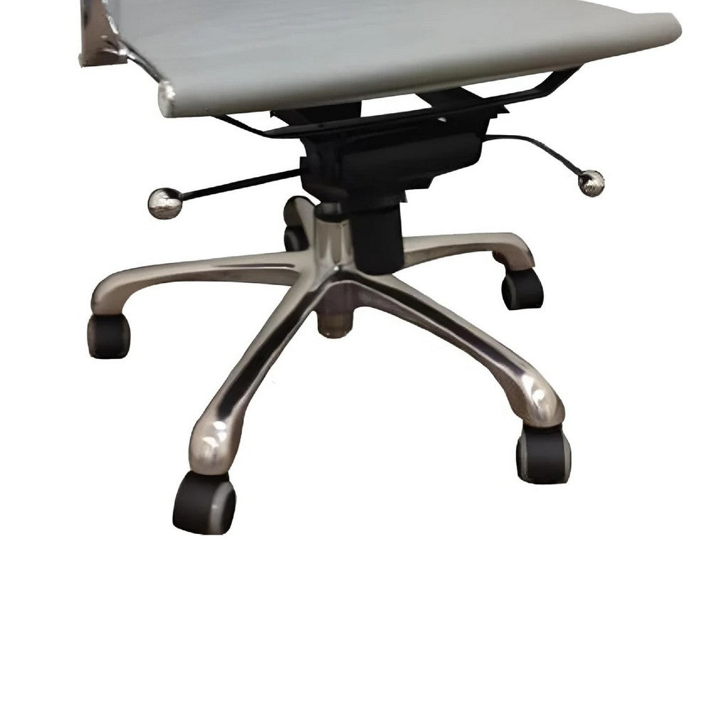 Rolling Office Chair, Gray Faux Leather, Swivel Reclining Design -BM334665