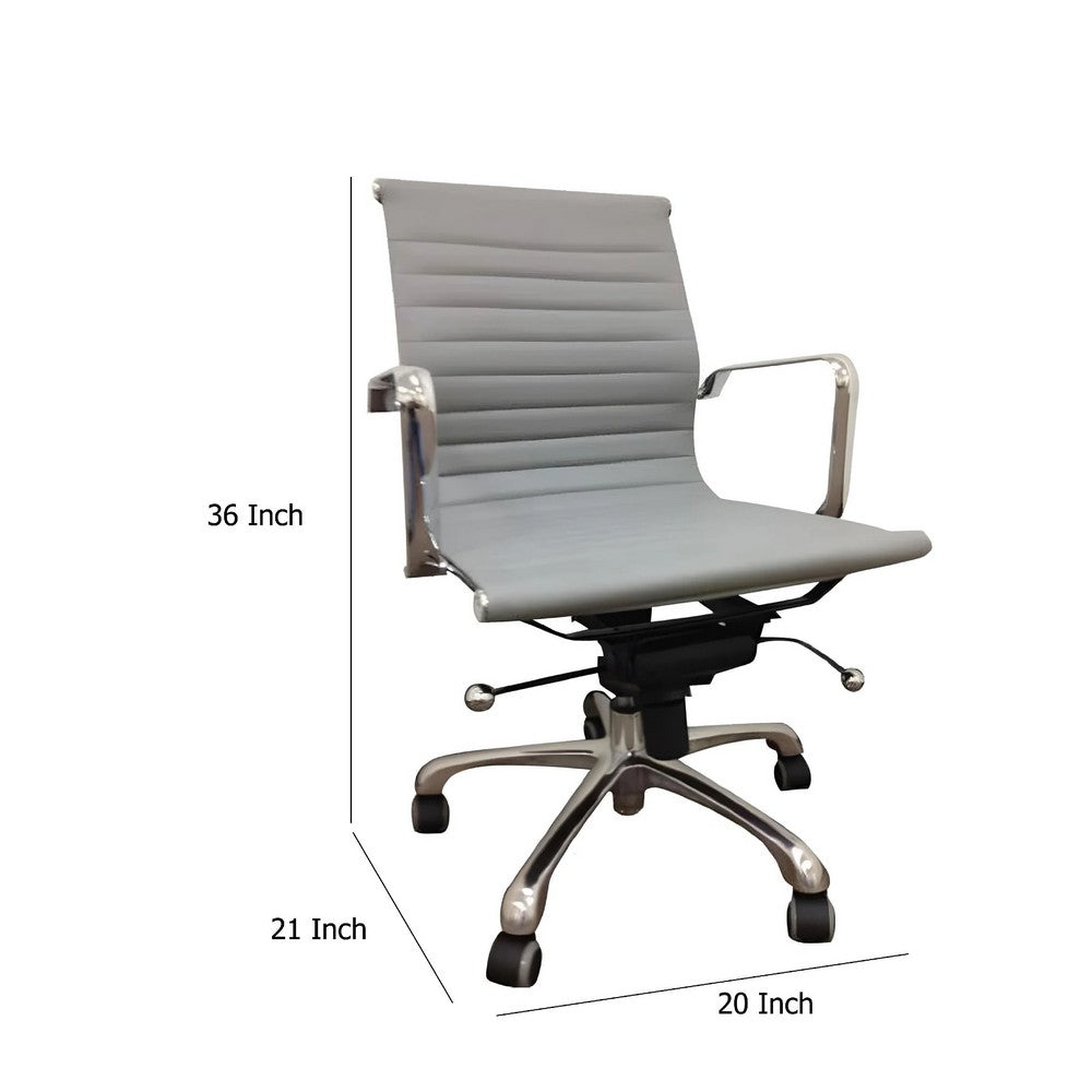 Rolling Office Chair, Gray Faux Leather, Swivel Reclining Design -BM334665