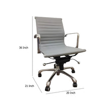 Rolling Office Chair, Gray Faux Leather, Swivel Reclining Design -BM334665