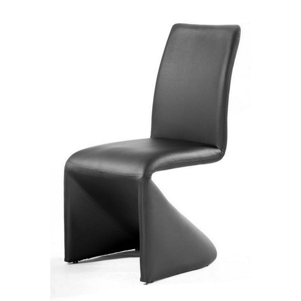 Dining Chair Set of 2, Black Faux Leather, Sculptural Metal Frame -BM334666