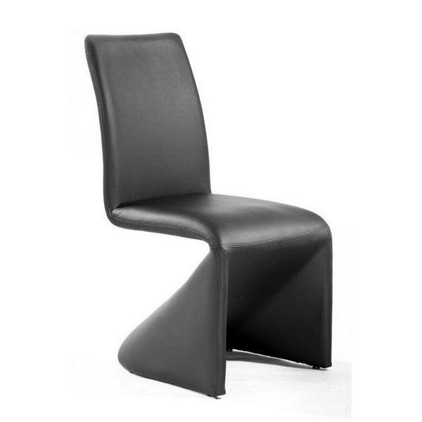 Dining Chair Set of 2, Black Faux Leather, Sculptural Metal Frame -BM334666