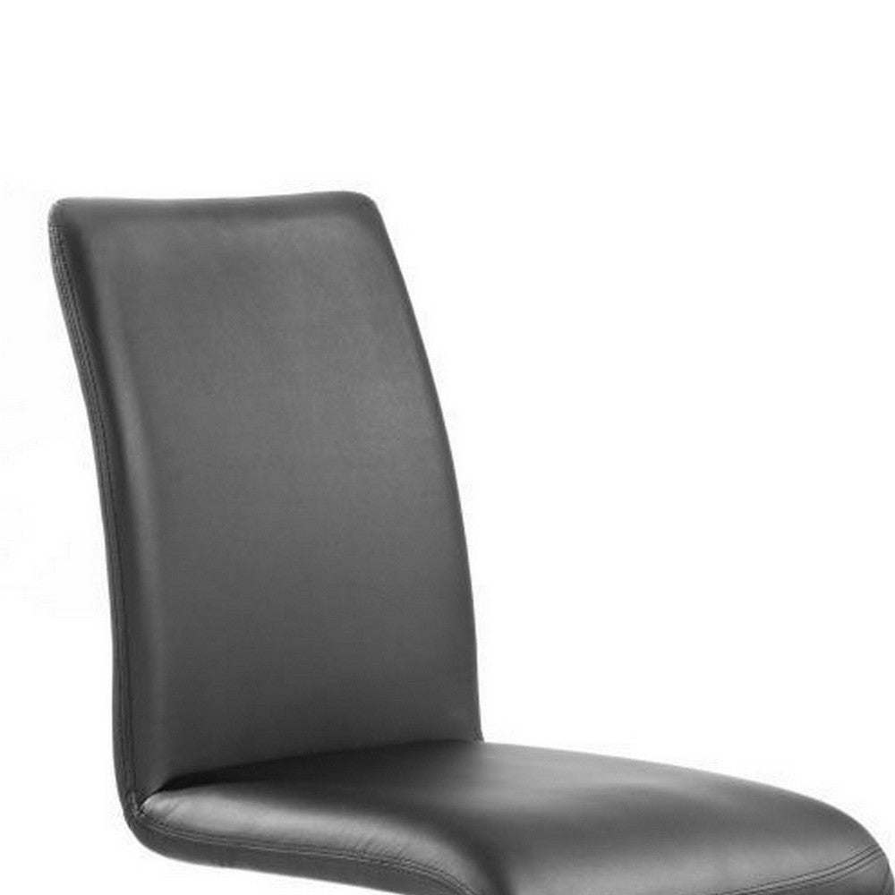 Dining Chair Set of 2, Black Faux Leather, Sculptural Metal Frame -BM334666