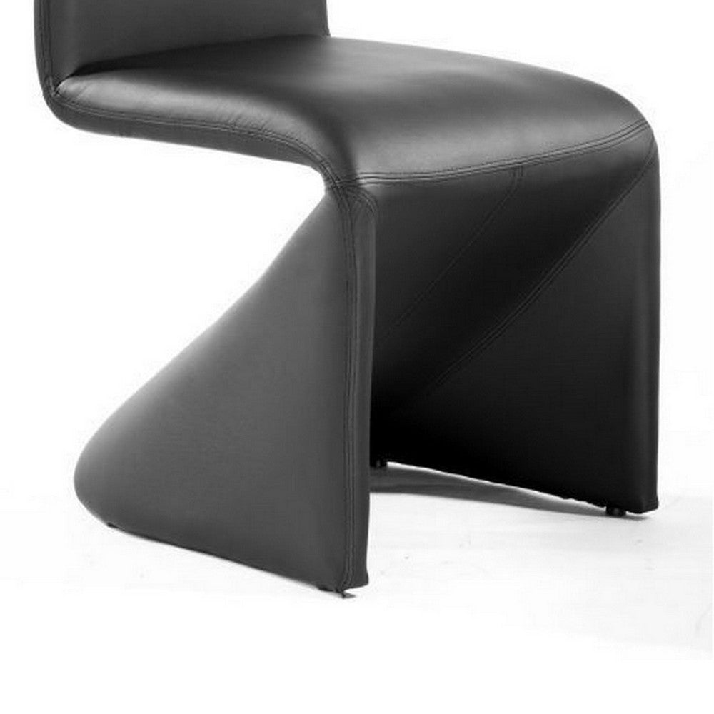 Dining Chair Set of 2, Black Faux Leather, Sculptural Metal Frame -BM334666