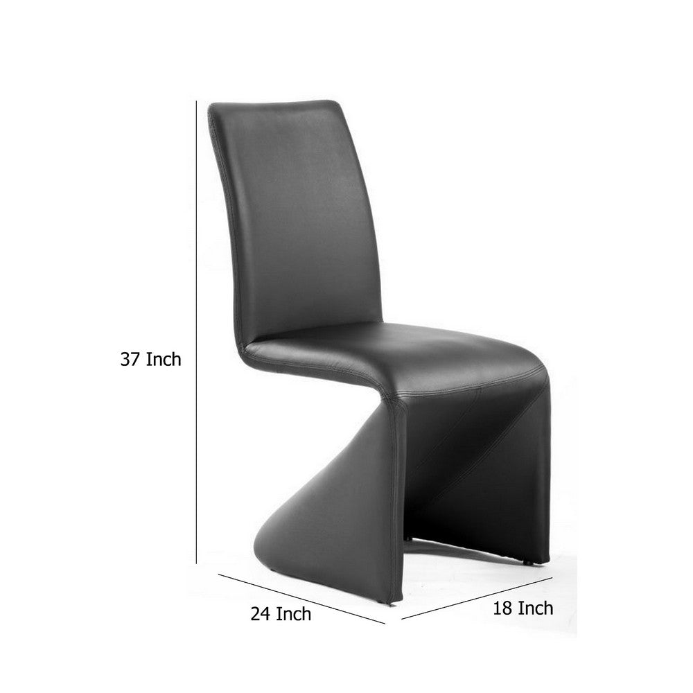 Dining Chair Set of 2, Black Faux Leather, Sculptural Metal Frame -BM334666
