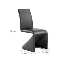 Dining Chair Set of 2, Black Faux Leather, Sculptural Metal Frame -BM334666