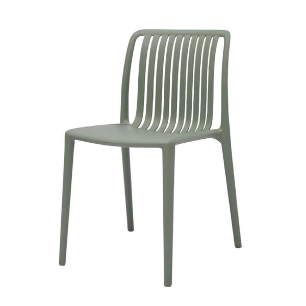 Womu Outdoor Side Chair Set of 4, Moss Green Finish, Slatted Backrest -BM334667