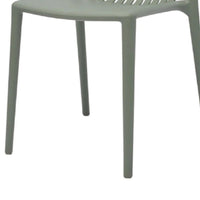 Womu Outdoor Side Chair Set of 4, Moss Green Finish, Slatted Backrest -BM334667