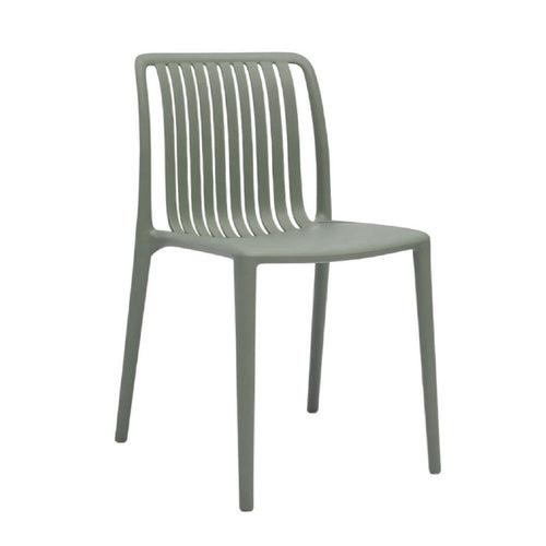 Womu Outdoor Side Chair Set of 4, Moss Green Finish, Slatted Backrest -BM334667