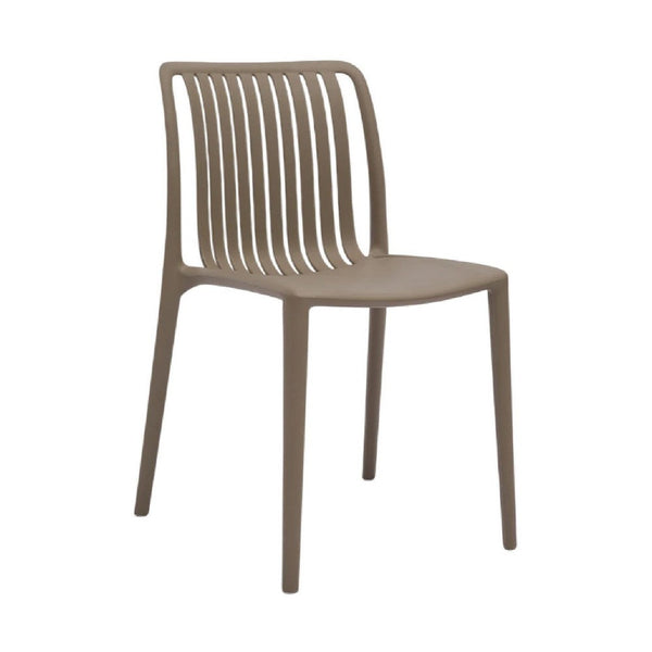 Womu Outdoor Side Chair Set of 4, Brown Finish, Open Slatted Backrest -BM334668