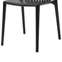 Womu Outdoor Side Chair Set of 4, Black Finish, Open Slatted Backrest -BM334669