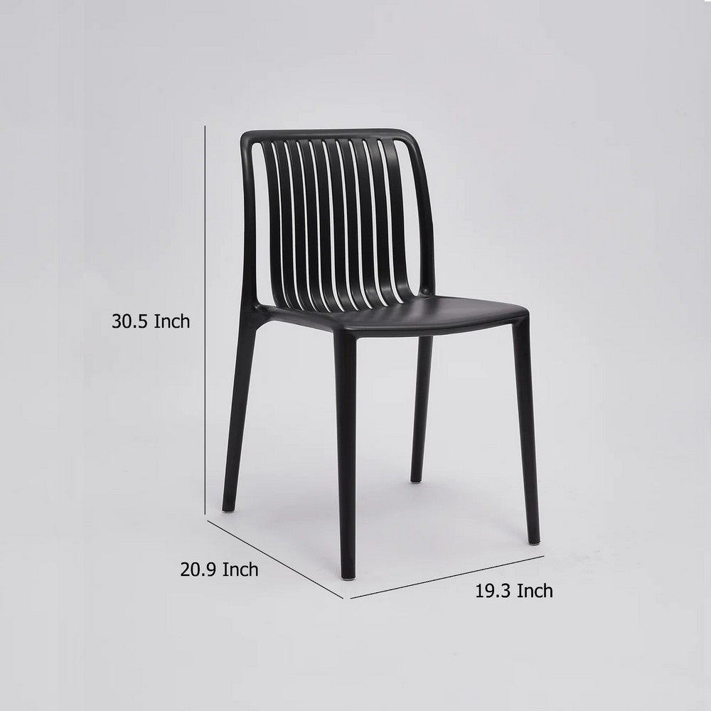Womu Outdoor Side Chair Set of 4, Black Finish, Open Slatted Backrest -BM334669