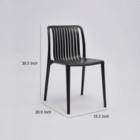 Womu Outdoor Side Chair Set of 4, Black Finish, Open Slatted Backrest -BM334669