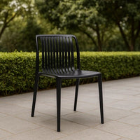 Womu Outdoor Side Chair Set of 4, Black Finish, Open Slatted Backrest -BM334669