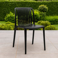 Womu Outdoor Side Chair Set of 4, Black Finish, Open Slatted Backrest -BM334669