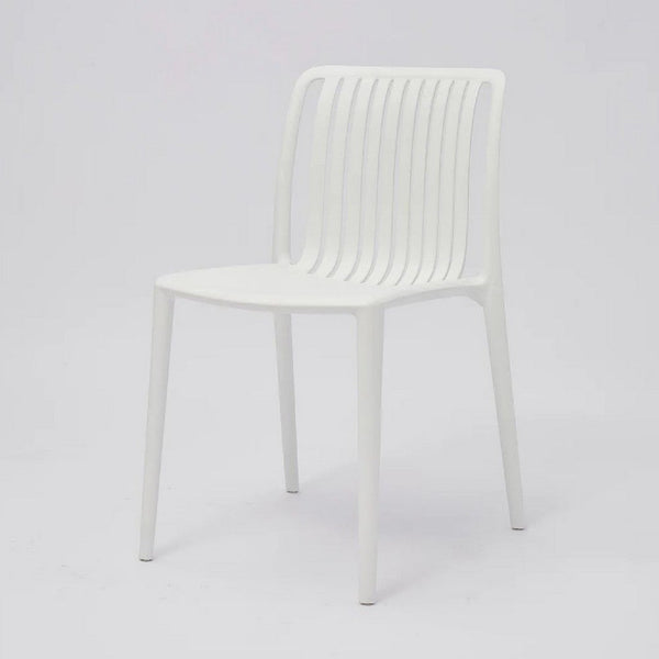 Womu Outdoor Side Chair Set of 4, White Finish, Open Slatted Backrest -BM334670