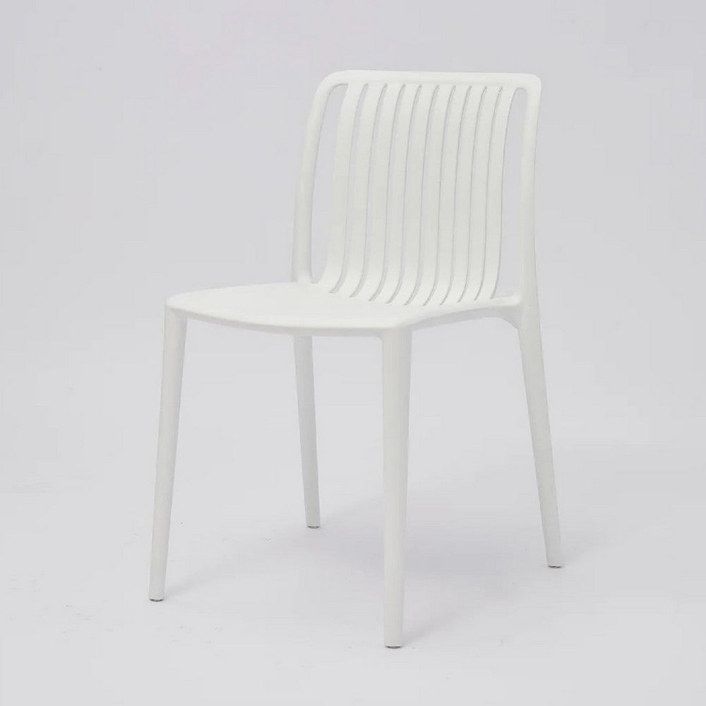 Womu Outdoor Side Chair Set of 4, White Finish, Open Slatted Backrest -BM334670