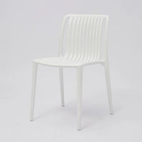 Womu Outdoor Side Chair Set of 4, White Finish, Open Slatted Backrest -BM334670