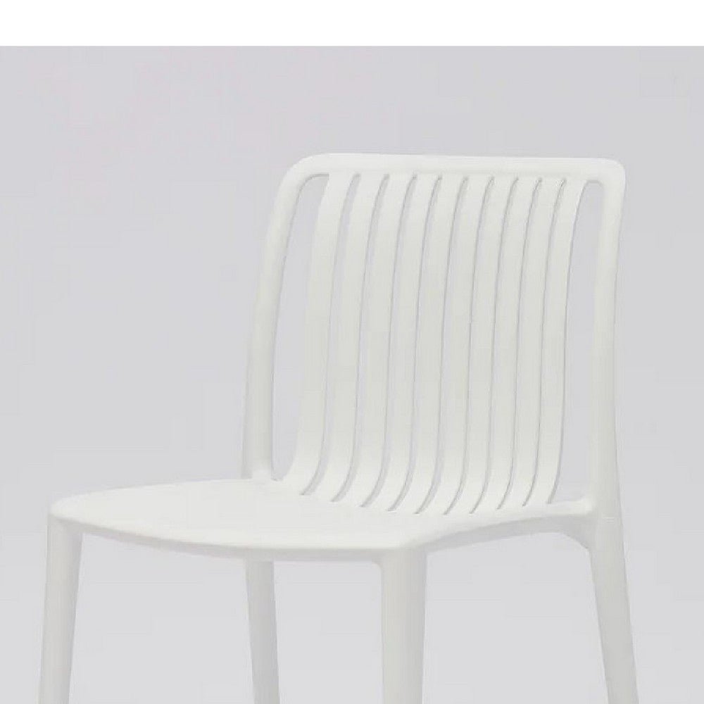 Womu Outdoor Side Chair Set of 4, White Finish, Open Slatted Backrest -BM334670