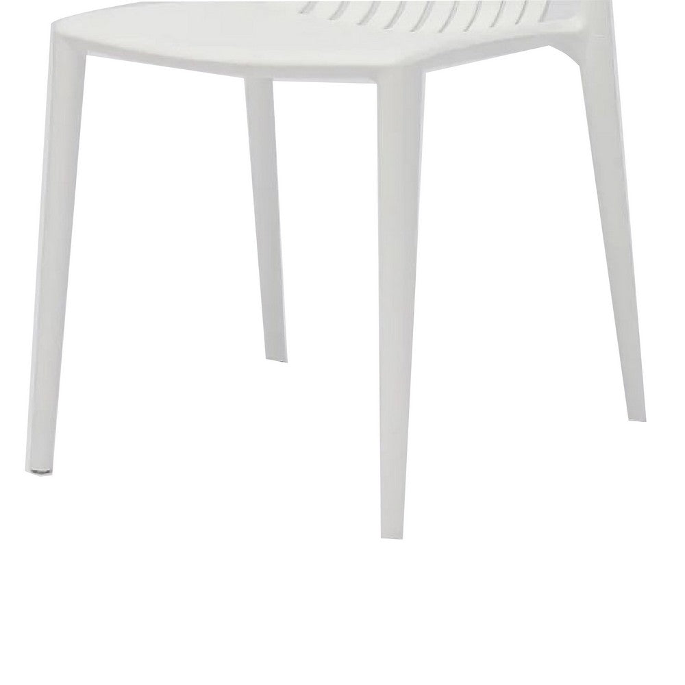 Womu Outdoor Side Chair Set of 4, White Finish, Open Slatted Backrest -BM334670