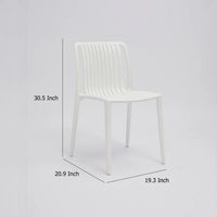 Womu Outdoor Side Chair Set of 4, White Finish, Open Slatted Backrest -BM334670