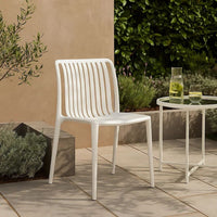 Womu Outdoor Side Chair Set of 4, White Finish, Open Slatted Backrest -BM334670