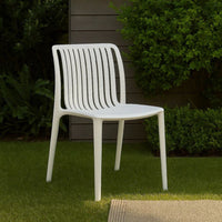 Womu Outdoor Side Chair Set of 4, White Finish, Open Slatted Backrest -BM334670