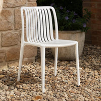 Womu Outdoor Side Chair Set of 4, White Finish, Open Slatted Backrest -BM334670