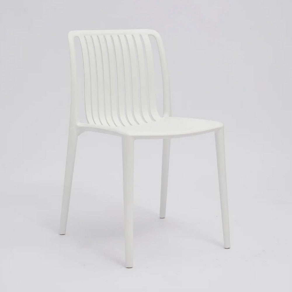 Womu Outdoor Side Chair Set of 4, White Finish, Open Slatted Backrest -BM334670