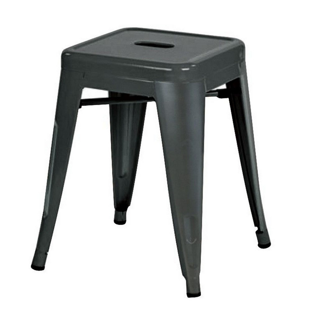 Vici Set of 4 Dining Stools, Dark Gray Metal, Industrial Square Seat -BM334671
