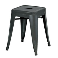 Vici Set of 4 Dining Stools, Dark Gray Metal, Industrial Square Seat -BM334671