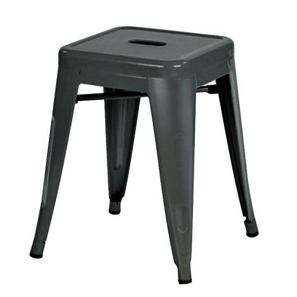 Vici Set of 4 Dining Stools, Dark Gray Metal, Industrial Square Seat -BM334671