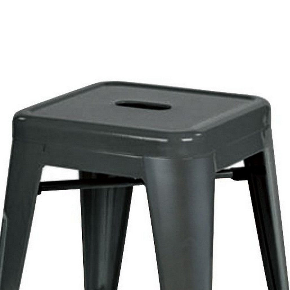 Vici Set of 4 Dining Stools, Dark Gray Metal, Industrial Square Seat -BM334671