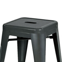 Vici Set of 4 Dining Stools, Dark Gray Metal, Industrial Square Seat -BM334671