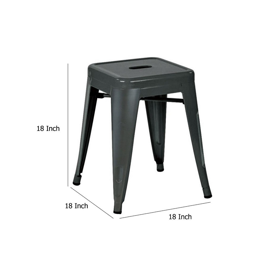 Vici Set of 4 Dining Stools, Dark Gray Metal, Industrial Square Seat -BM334671