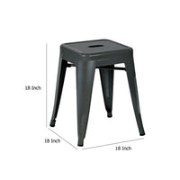 Vici Set of 4 Dining Stools, Dark Gray Metal, Industrial Square Seat -BM334671
