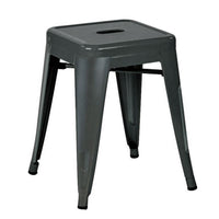 Vici Set of 4 Dining Stools, Dark Gray Metal, Industrial Square Seat -BM334671