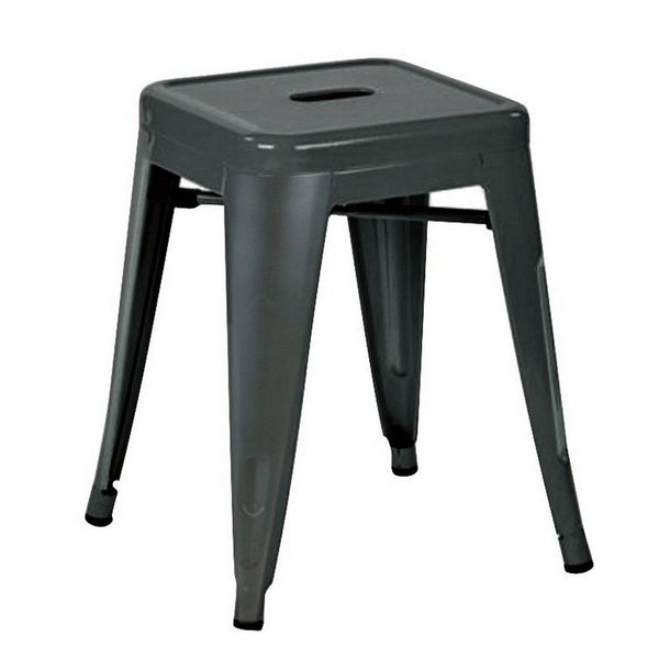 Vici Set of 4 Dining Stools, Dark Gray Metal, Industrial Square Seat -BM334671