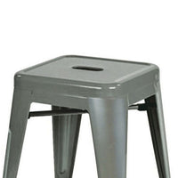 Vici Set of 4 Dining Stools, Light Gray Metal, Industrial Square Seat -BM334672