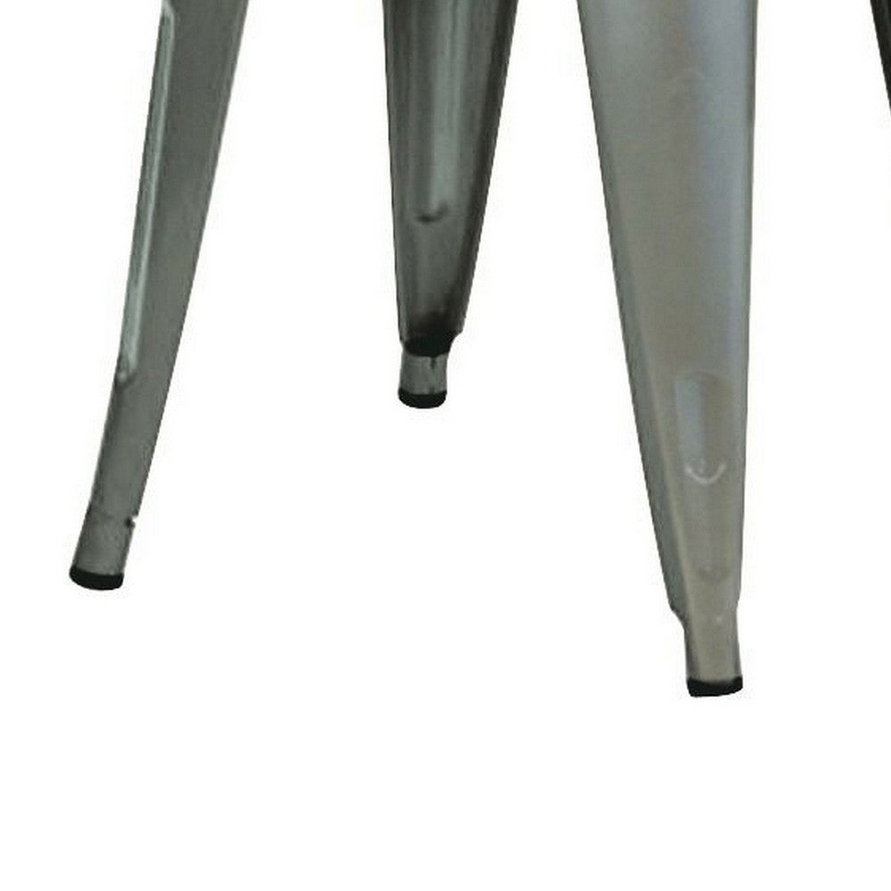 Vici Set of 4 Dining Stools, Light Gray Metal, Industrial Square Seat -BM334672