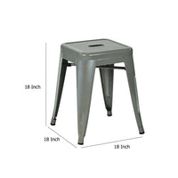Vici Set of 4 Dining Stools, Light Gray Metal, Industrial Square Seat -BM334672
