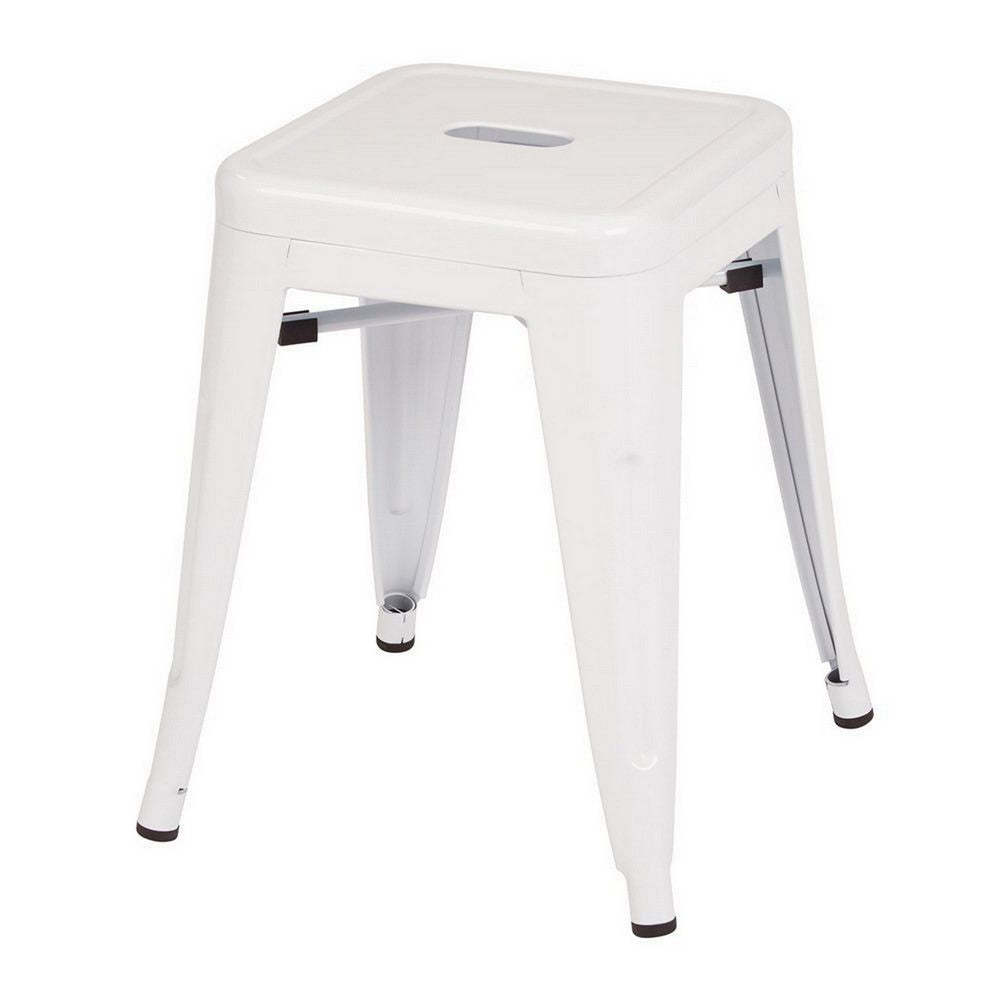 Vici Set of 4 Dining Stools, Gray Metal Seat, Industrial Square Seat -BM334673