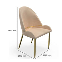 Mior Dining Chair Set of 2, Champagne Faux Leather, Gold Metal Accents -BM334675