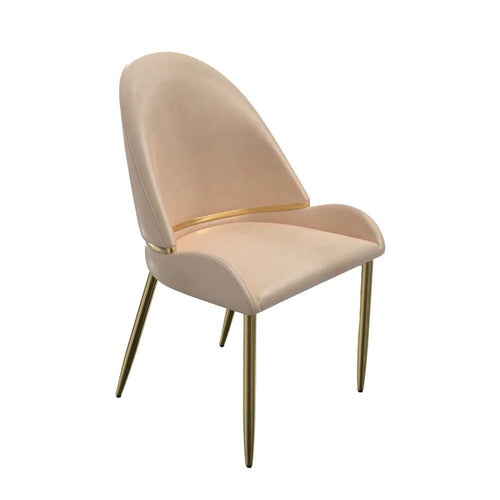 Mior Dining Chair Set of 2, Champagne Faux Leather, Gold Metal Accents -BM334675