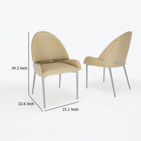 Mior Dining Chair Set of 2, Taupe Faux Leather, Gold Metal Accents -BM334676