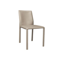 Nuwo Side Dining Chair Set of 2, Taupe Faux Leather, Modern Metal Legs -BM334677